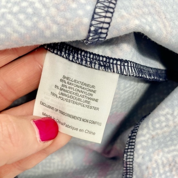 Tory Burch Calico‎ Pixelated Blue Neutral V-Neck Floral Fit n’ Flare Dress Sz XS - Picture 6 of 11